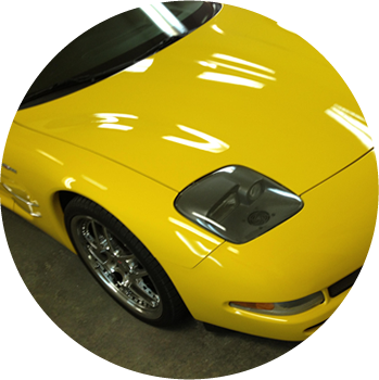 headlight restoration for a yellow sportscar